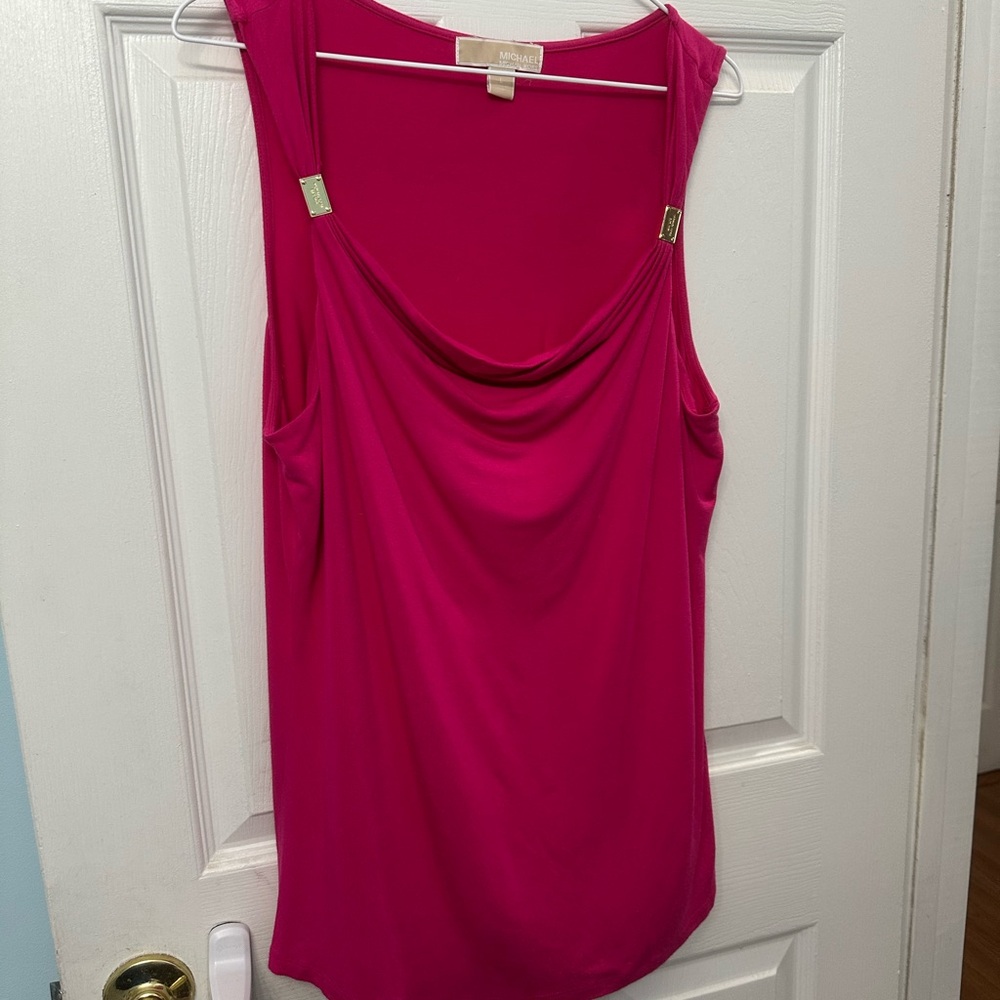 Micheal Kors Pink Tank Top with Draped Neckline Size Large - Picture 1 of 4